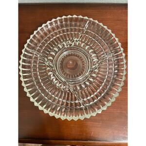 Vintage Kromex glass 12” 5 compartment relish tray.